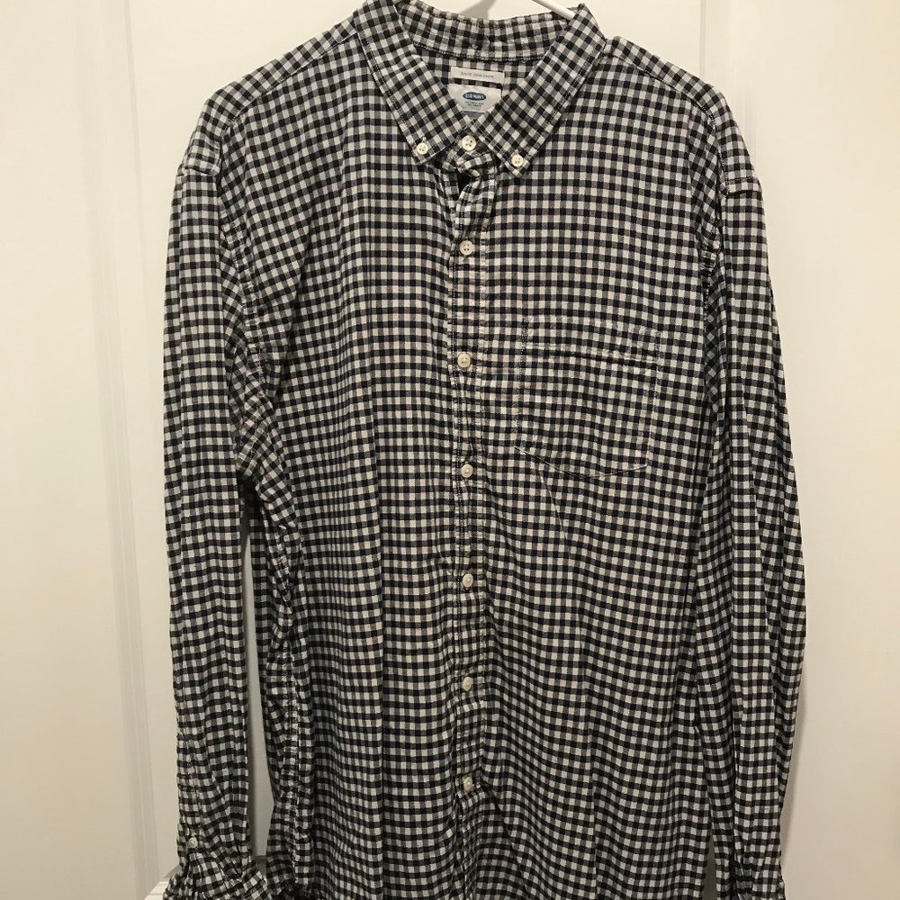 Navy and White Checked XXL Button Down